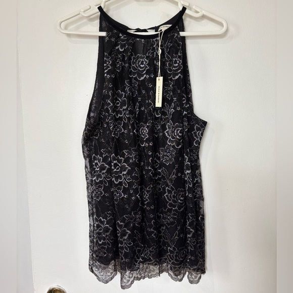✨Max Studio Black Lace Halter Blouse - Size L (NWT) - Picture 1 of 7